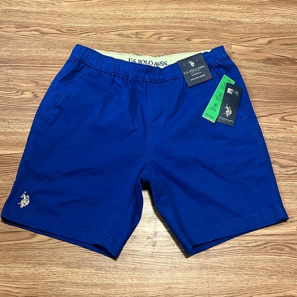 U.S. POLO ASSN Men's stretch jogging shorts blue/yellow XS Extra Small - Picture 1 of 8